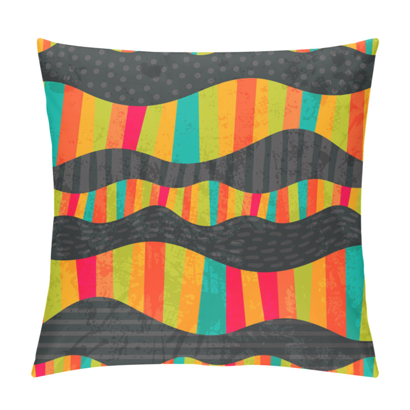 Personality  Vector Wavy Stripes. Mosaic Seamless Abstract Wave Background. C Pillow Covers