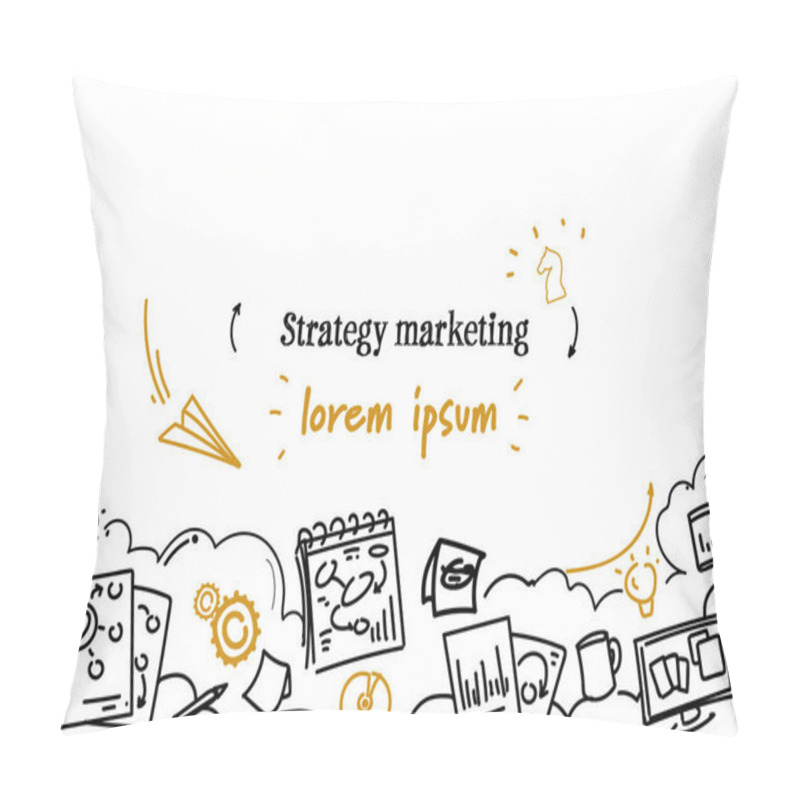 Personality  Business Plan Management Strategy Marketing Concept Sketch Doodle Horizontal Copy Space Pillow Covers