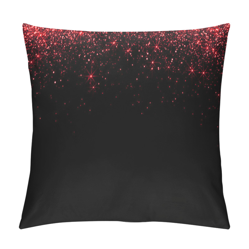 Personality  Waterfalls Of Red Glitter Sparkle Bubbles Particles Stars On Bla Pillow Covers