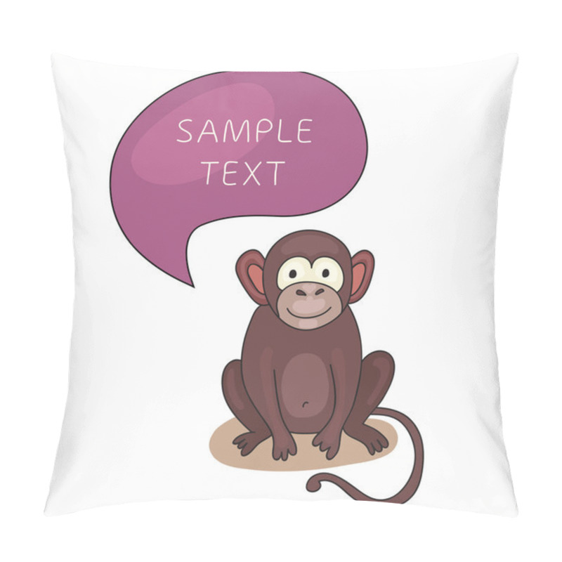 Personality  Funny Monkey With Speech Bubble. Cartoon And Vector Isolated Character. Illustration Card With Hand Drawn Monkey And Bubble Speech. You Can Put Your Own Text On Speech Bubble Or Sign Board. Pillow Covers