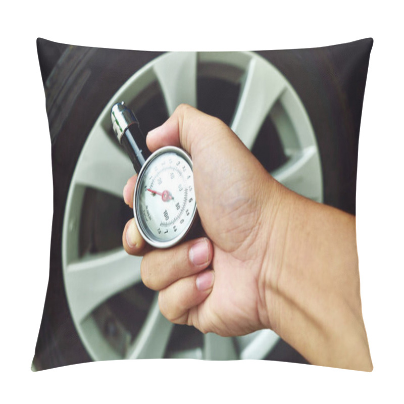 Personality  Hand Holding Pressure Gauge For Car Tyre Pressure Measurement Pillow Covers