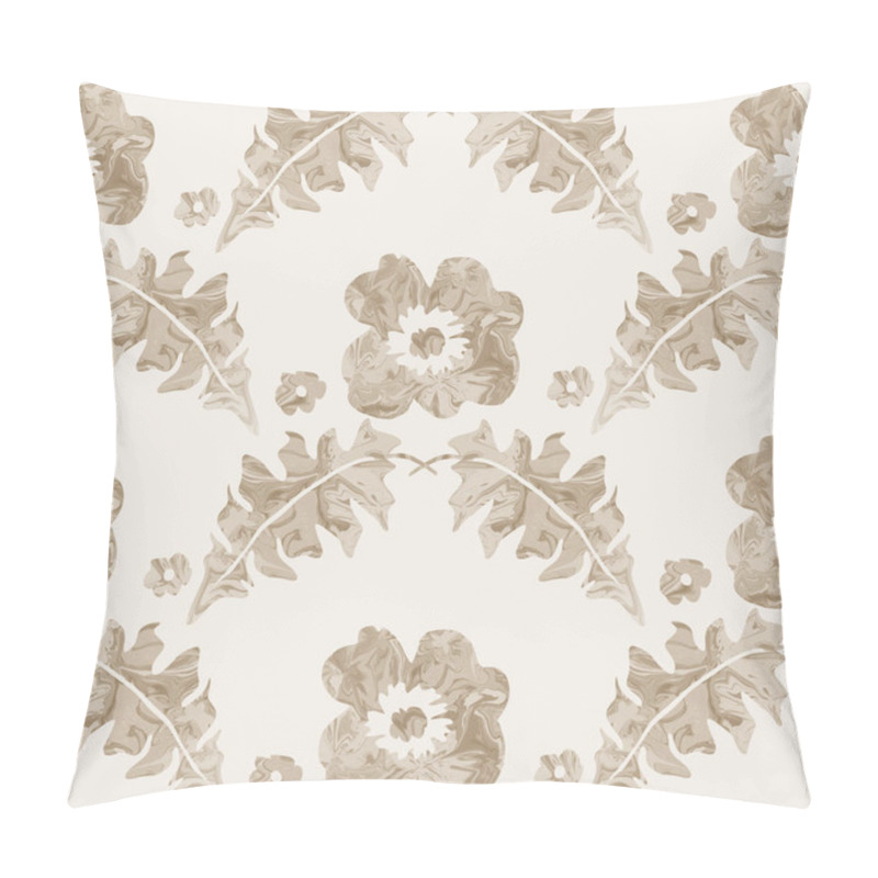 Personality  Sepia Brown Marble Floral Seamless Pattern. Subtle 2 Tone Flower Bloom In Simple Textured Matisse Paper Cut Style. All Over Decorative Print. Minimal Beige Ecru Paper Jpg Swatch Tile.  Pillow Covers