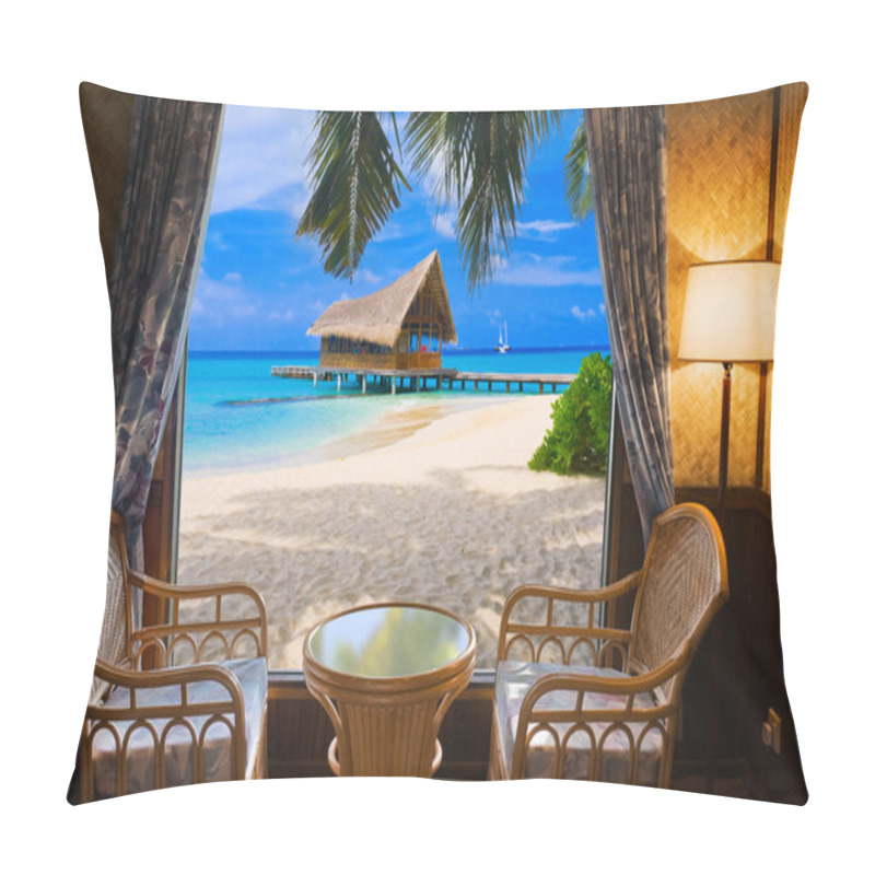 Personality  Hotel Room And Tropical Landscape Pillow Covers