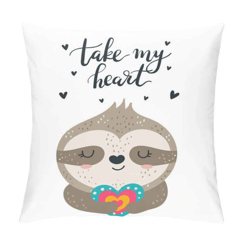 Personality  Vector Hand Drawing Poster With Cute Sloth And Lovely Slogan For Pillow Covers