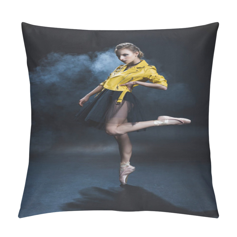 Personality  Ballet Dancer In Leather Jacket  Pillow Covers