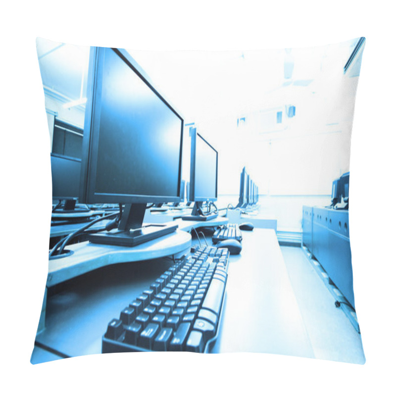 Personality  Workplace Room With Computers In Row Pillow Covers