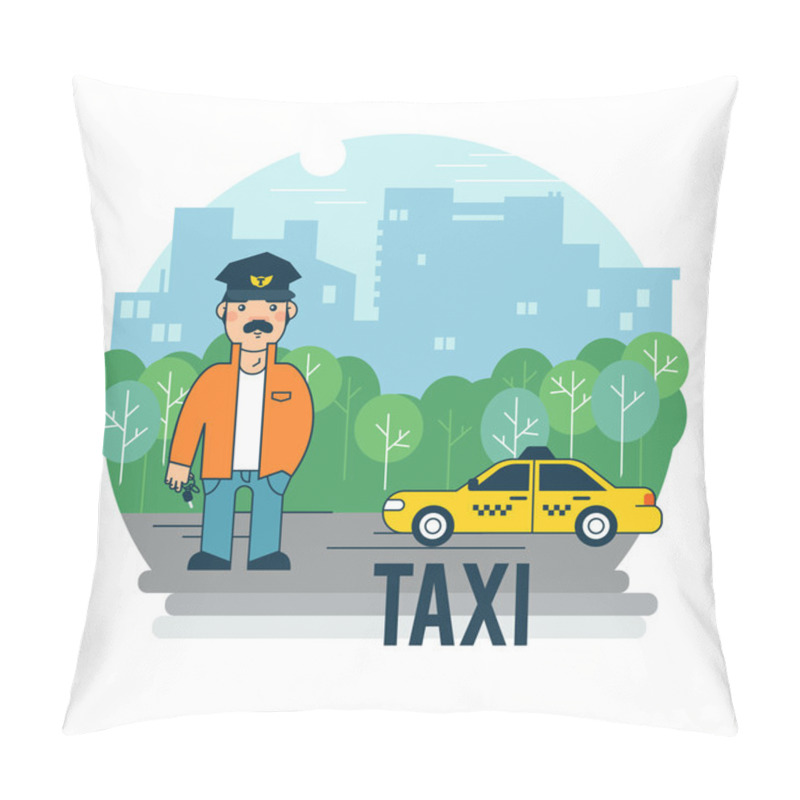 Personality  Humorous Character With His Car Pillow Covers