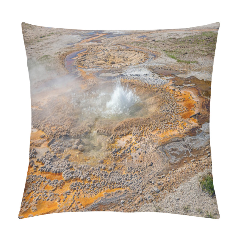 Personality  Anemone Geyser In A Gentle Eruption In Yellowstone National Park In Wyoming Pillow Covers