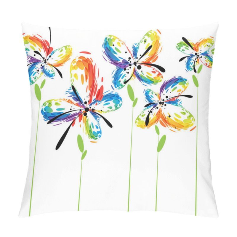 Personality  Abstract Flowers On White Pillow Covers