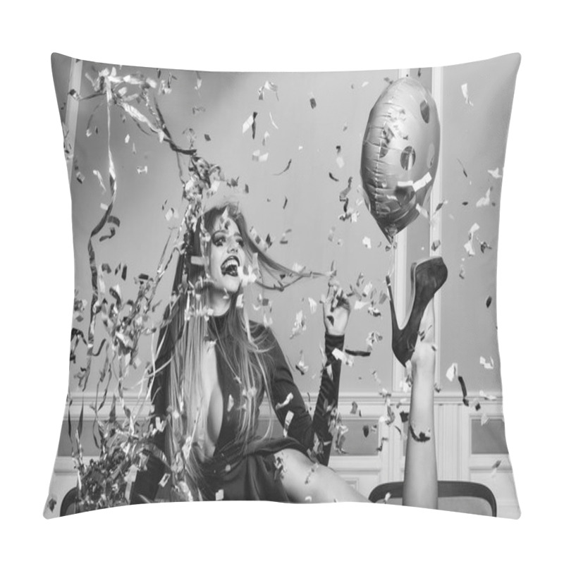 Personality  Fashion Model Woman Fece Close Up. Face Woman Wiht Happy Emotion. Holiday Glamour Woman Pillow Covers