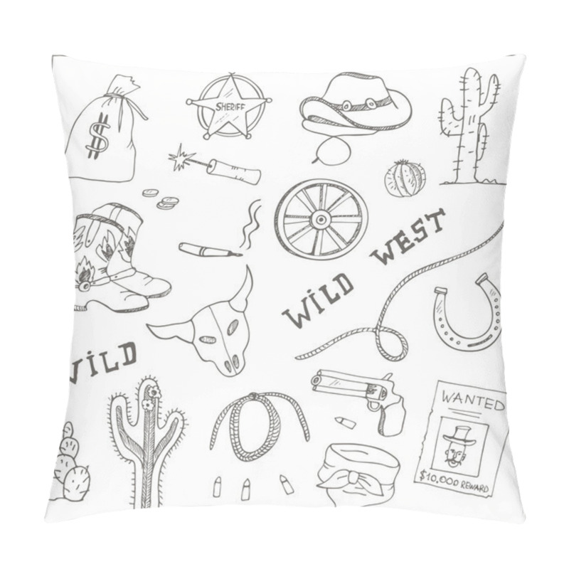 Personality  Hand Drawn Wild West Set. Pillow Covers