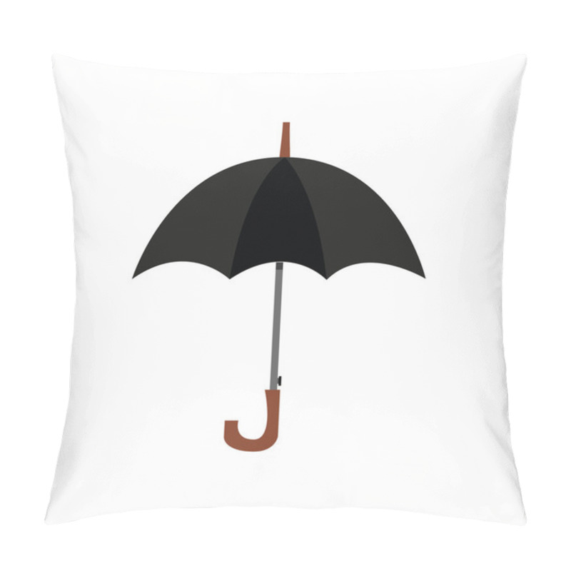 Personality  Black Classic Umbrella Cane. Personal Protection From Rain And Snow. Autumn Accessories For Men And Women. Vector Illustration. Pillow Covers