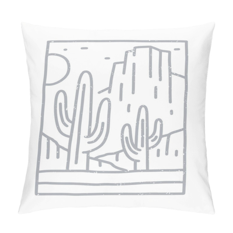 Personality  Cactus And Wild Desert View.design For T-shirt, Badge, Patch, Sticker, Etc Pillow Covers