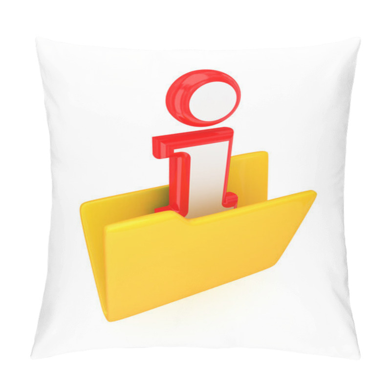 Personality  Opened Yellow Folder And Red Info Symbol. Pillow Covers