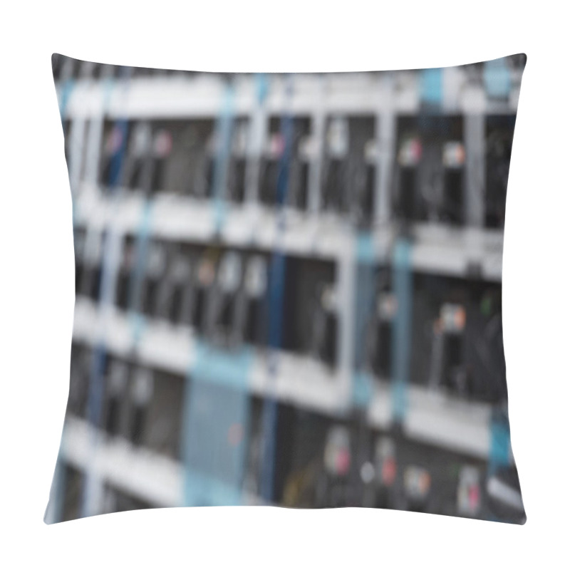 Personality  Blurred Shot Of Cryptocurrency Mining Farm Pillow Covers