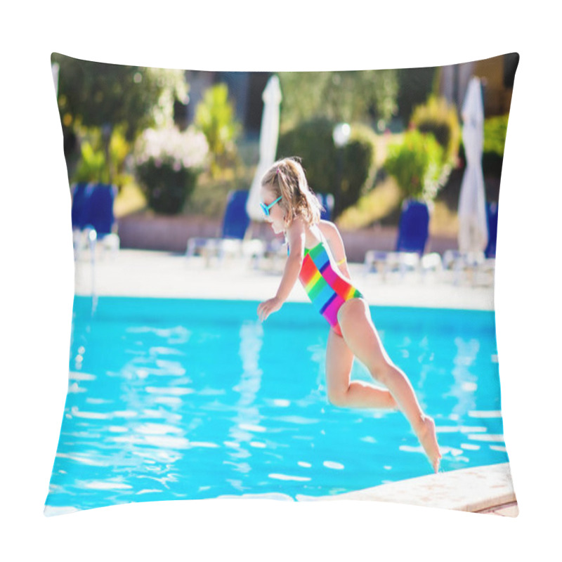 Personality  Child In Swimming Pool On Summer Vacation Pillow Covers