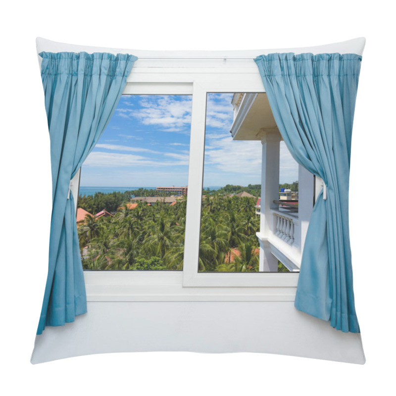 Personality  View From The Hotel Window Resort Tropics Sea Coast Pillow Covers