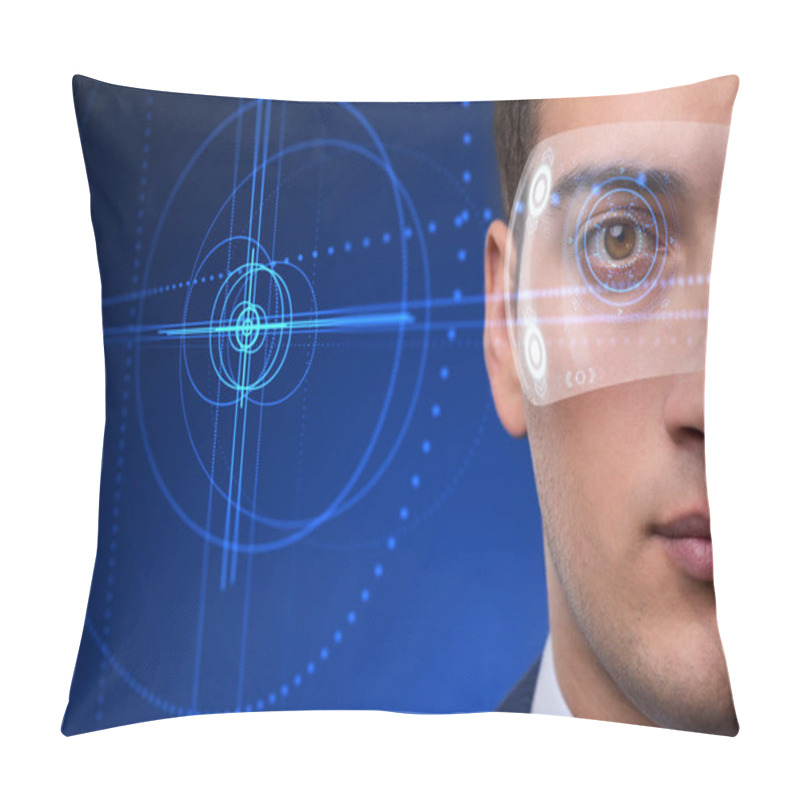 Personality  Futuristic Vision Concept With Businessman Pillow Covers