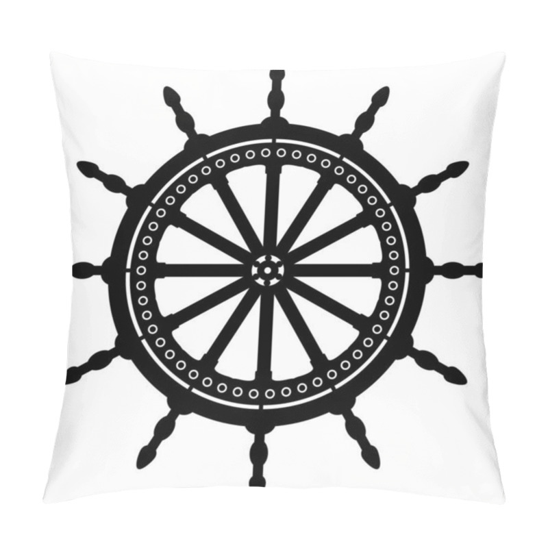 Personality  Rudder. Steering Wheel In Line Art. Simple Black Wheel. Outline Illustration Isolated On White Background. Pillow Covers