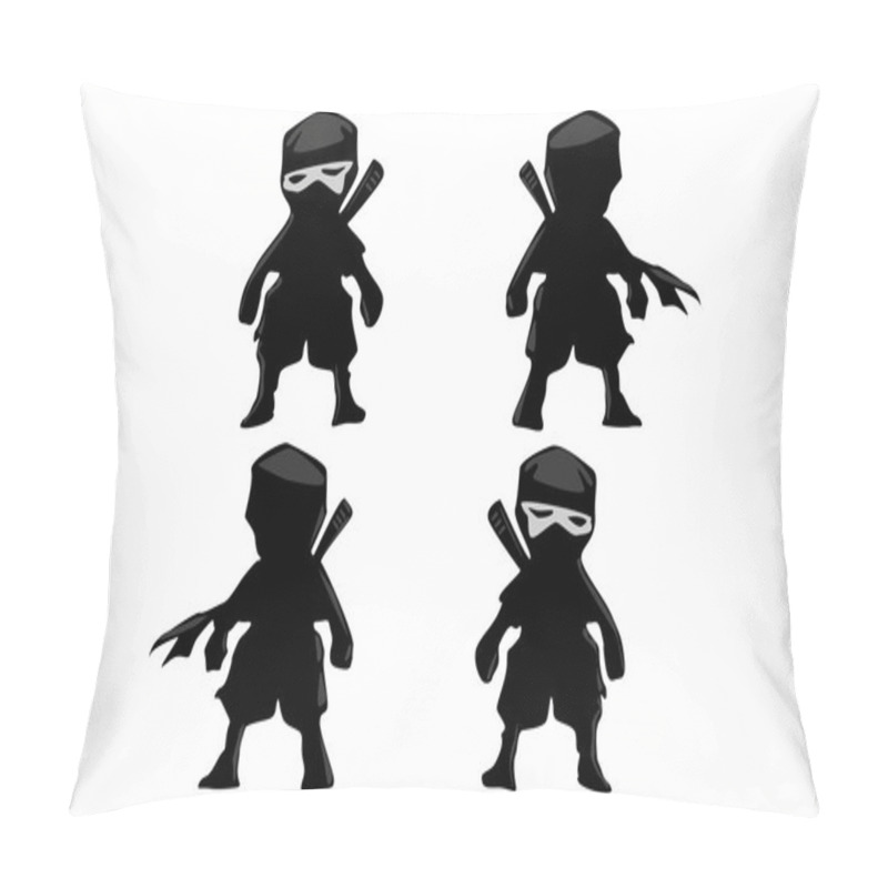 Personality  The Set4 Of Mini Ninja Warrior Vector Illustration Pillow Covers