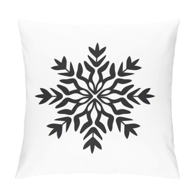 Personality  Intricate Black Snowflake Design On A White Background, Showcasing Elegant Patterns. Pillow Covers