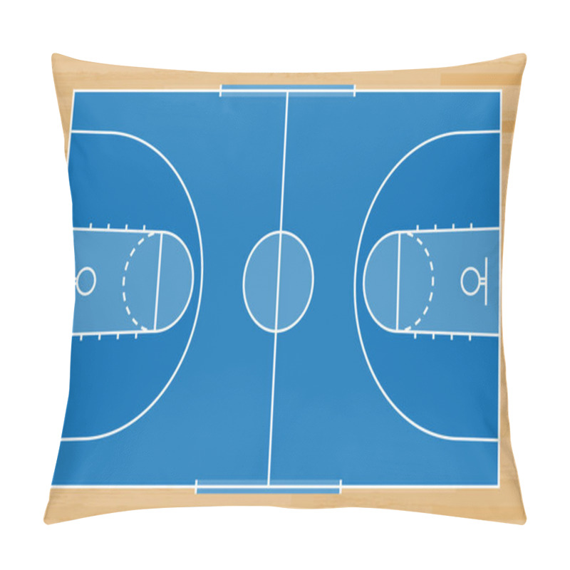 Personality  Basketball Court Floor With Line On Wood Pattern Texture Background. Basketball Field. Vector Illustration. Pillow Covers