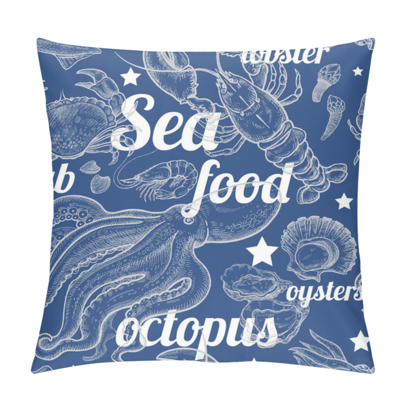 Personality  Seamless Pattern With Marine Animals. Pillow Covers