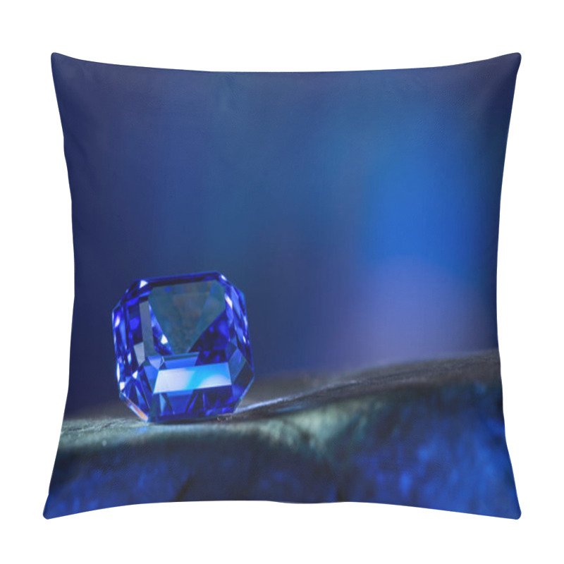 Personality  Precious Blue Sapphire Gemstone On Dark Background Pillow Covers