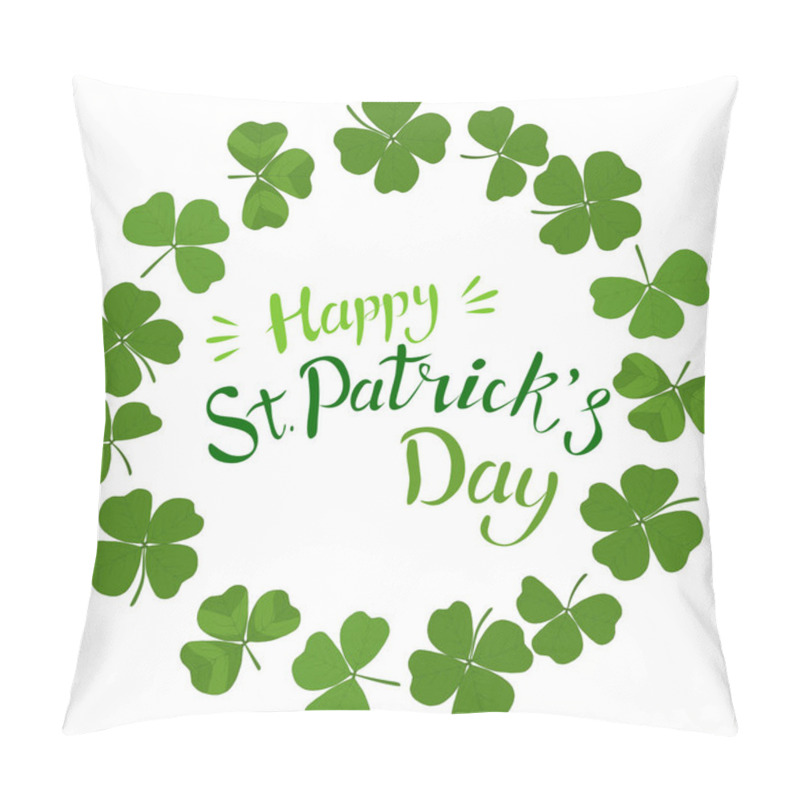 Personality  Lettering Happy St. Patrick Day. St. Patrick's Day Design Element, Vector Pillow Covers