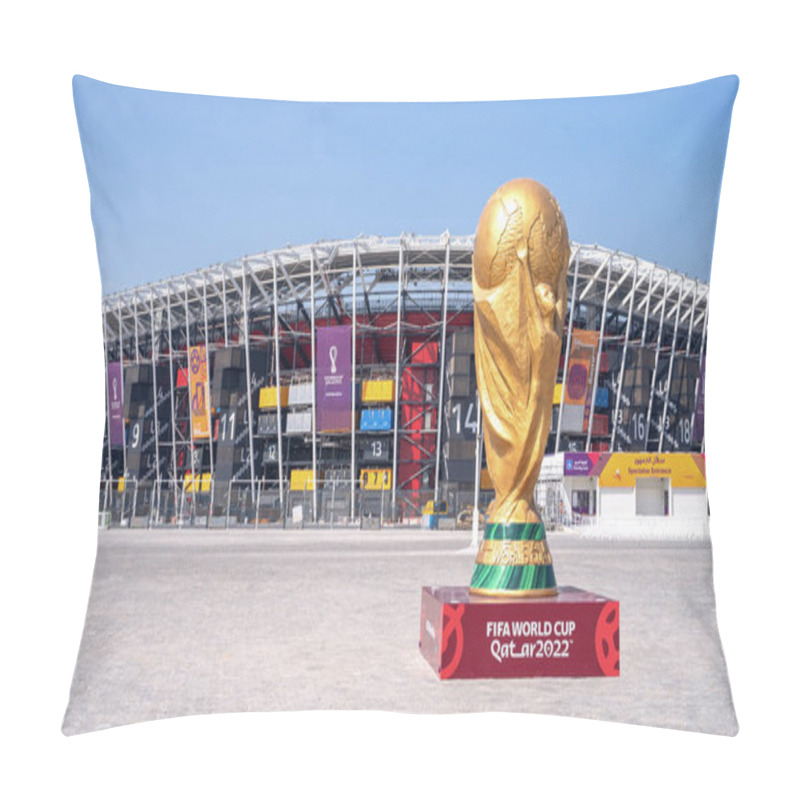 Personality  Doha, Qatar- Ocotber 10,2022 :Stadium 974 Is A Football Stadium In Ras Abu Aboud, Doha, Qatar. Opened 30 November 2021, It Is A Temporary Venue Made From 974 Recycled Shipping Containers. Pillow Covers