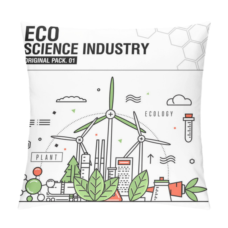 Personality  Modern Eco Science Industry. Thin Line Icons Set Pillow Covers