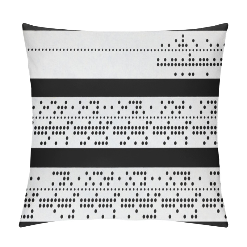 Personality  Closeup Of Perforated Punched Tape On Black Background Pillow Covers