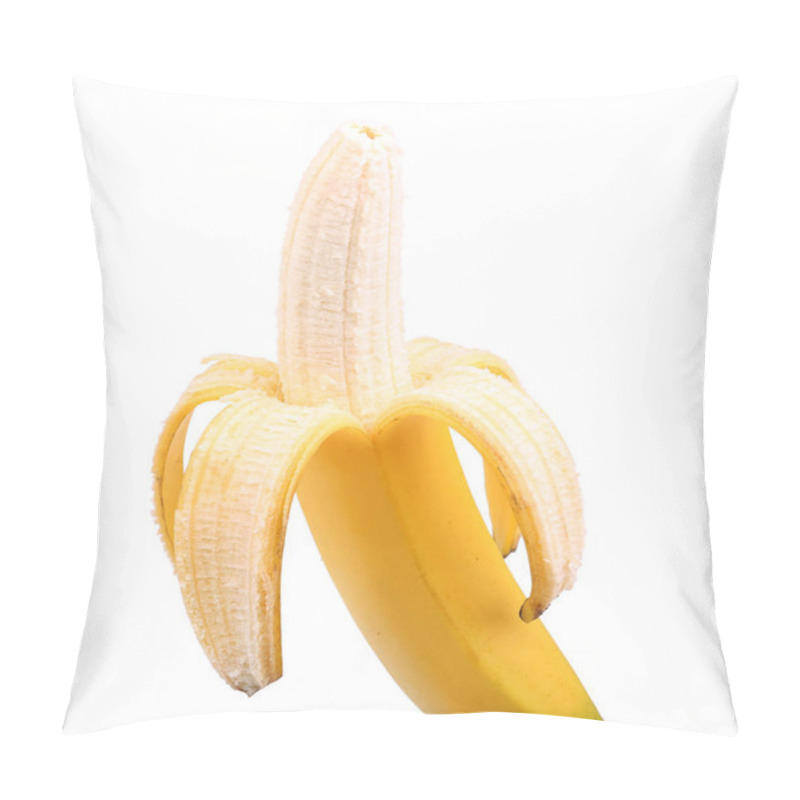 Personality  Opened Ripe Banana Isolated On The White Background. Half-peeled Banana. Tropical Fruits. Yummy Banana. Single Fresh Banana Fruit. Pillow Covers