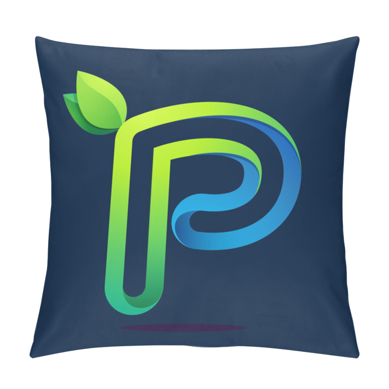 Personality  P Letter With Green Leaves Pillow Covers