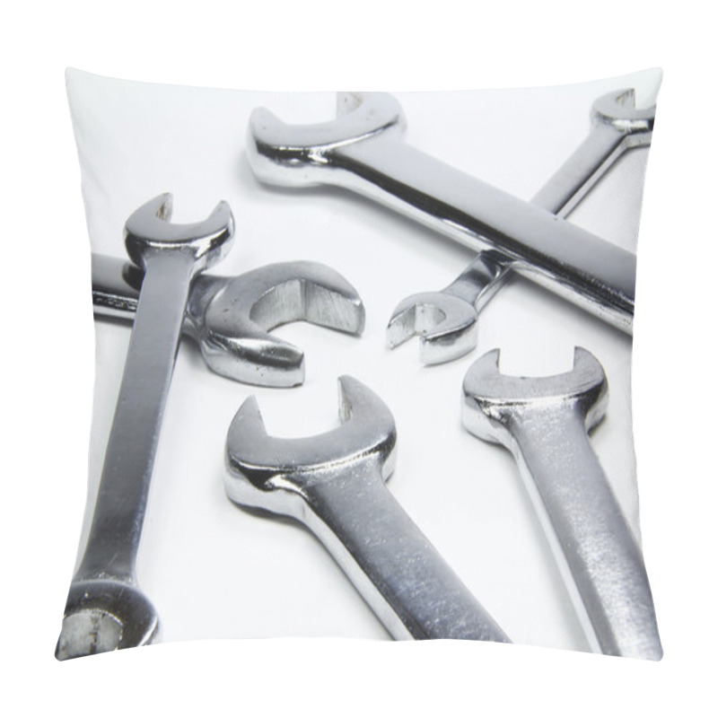 Personality  Chrome Wrenches On White Background Pillow Covers