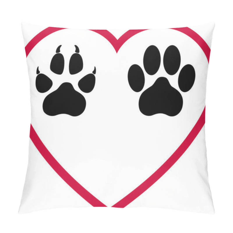 Personality  Heart, Dog Paw, Cat Paw, Paw, Dog, Cat, Logo Pillow Covers