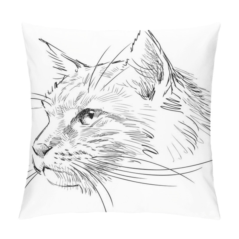 Personality  Sketch Of Cat Head Pillow Covers