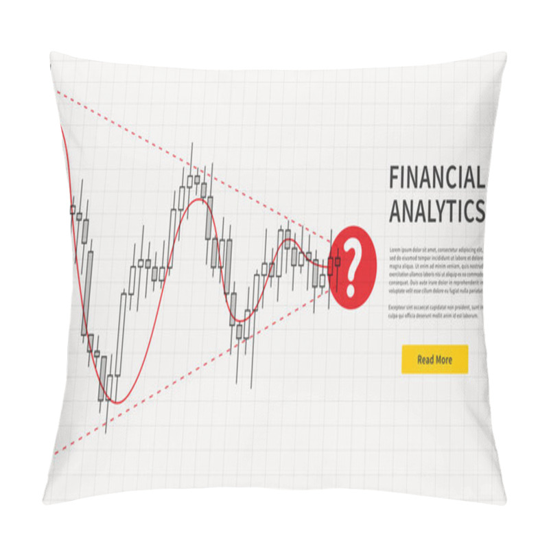 Personality  Stock Market Candlestick Graph With Red Question Symbol Webpage Banner. Financial Trade Chart Vector Illustration. Forex Trading Graphic Design Concept. Pillow Covers