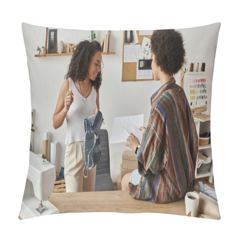 Personality  A Couple Happily Designs And Transforms Their Clothing In A Warm Workshop. Pillow Covers