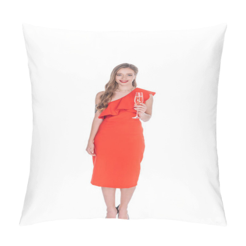 Personality  Elegant Woman With Glass Of Champagne Pillow Covers