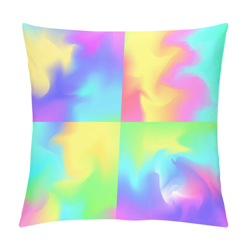 Personality  Set Of 4 Pastel Rainbow Backgrounds, Hologram Inspired Abstract  Pillow Covers