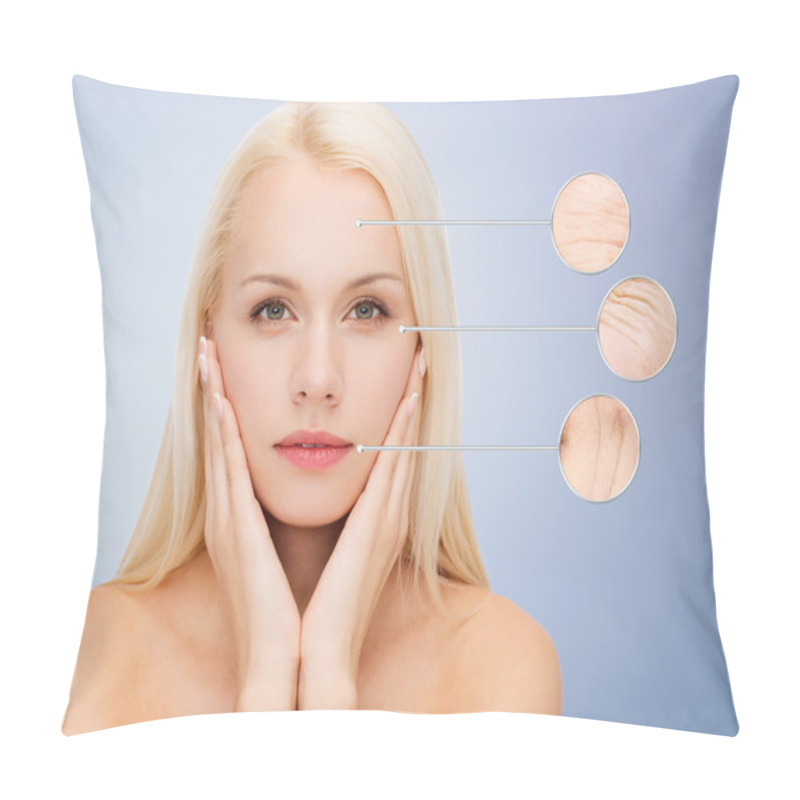 Personality  Face Of Beautiful Happy Young Woman Pillow Covers