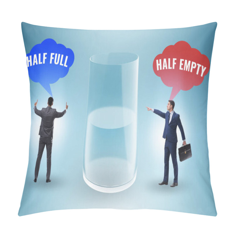 Personality  Businessman In The Half Empty Half Full Glass Concept Pillow Covers