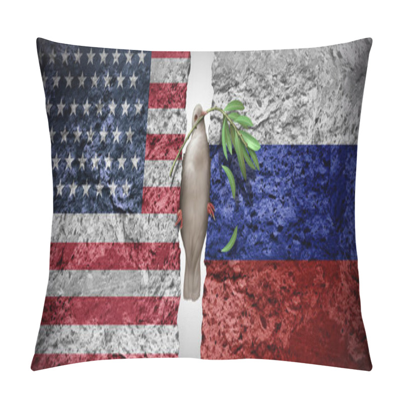 Personality  Russia And United States Peace Crisis As A Geopolitical Conflict Clash Between The American And Russian Nation As A Moscow And Washington Security Concept Due To Political Dispute And Finding A Diplomatic Agreement. Pillow Covers