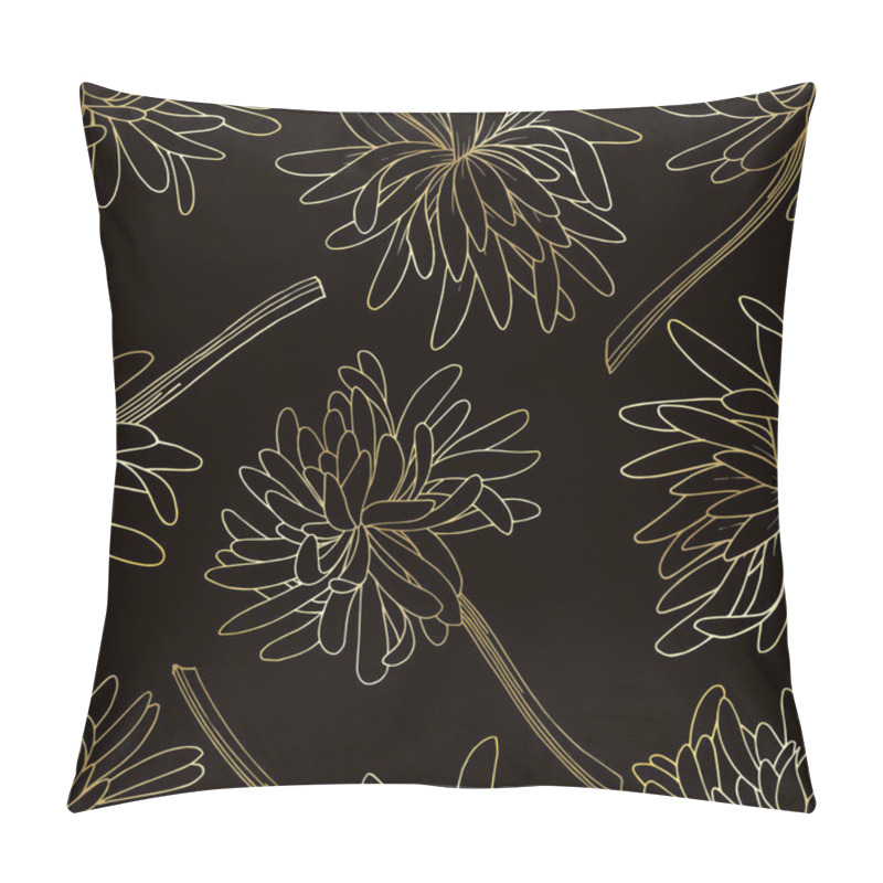 Personality  Vector Chrysanthemum Floral Botanical Flower. Black And White Engraved Ink Art. Seamless Background Pattern. Pillow Covers