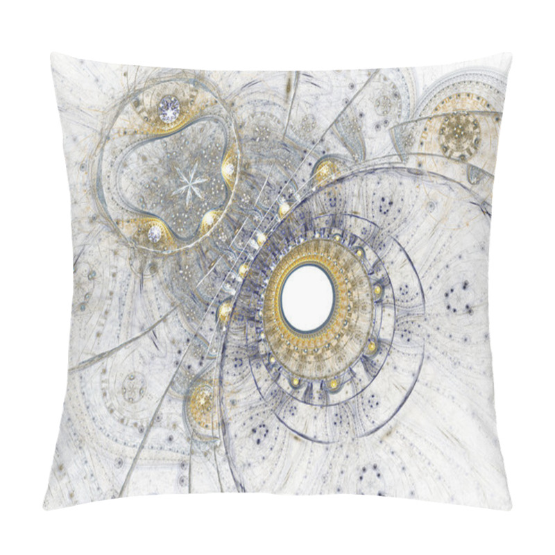 Personality  Blue And Gold Fractal Clockwork, Digital Artwork For Creative Graphic Design Pillow Covers