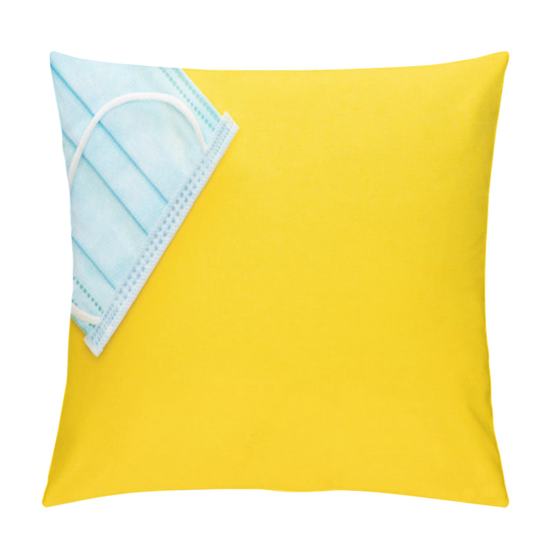 Personality  Top View Of Medical Mask On Yellow Background Pillow Covers