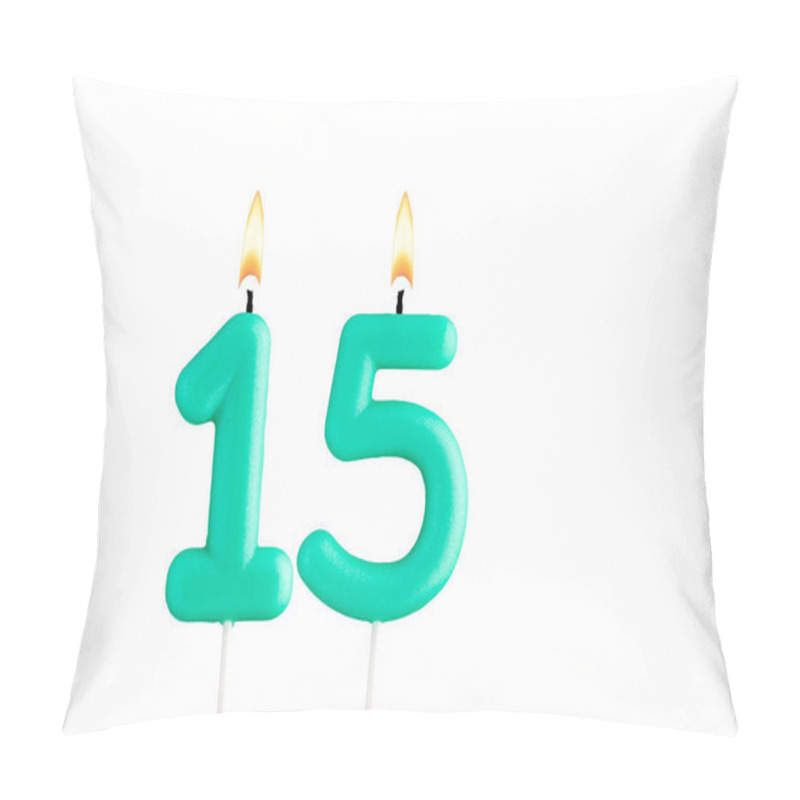 Personality  Green Birthday Candle On White Background - Candle Number 15 Pillow Covers