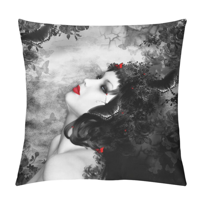 Personality  Illustration Of A Fantasy Female With Butterflies Pillow Covers