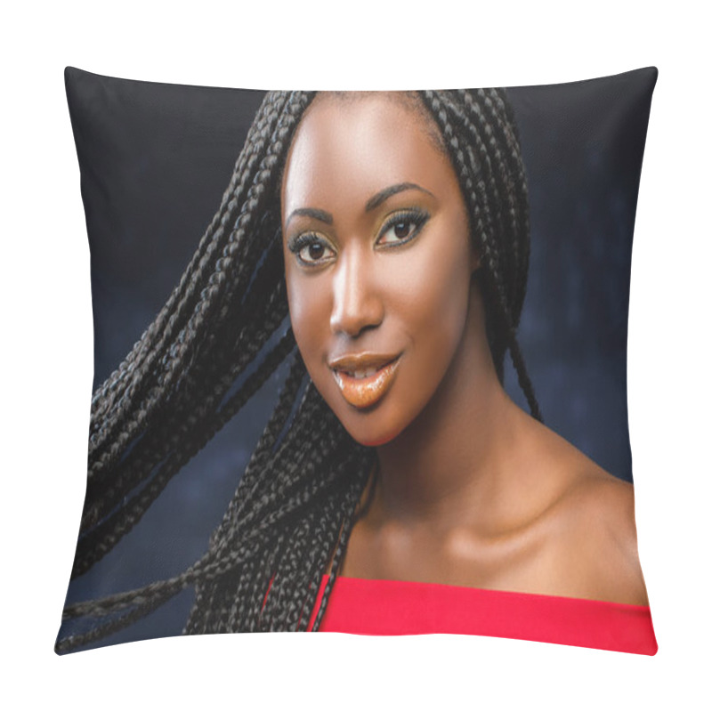 Personality  Portrait Of Young African Girl With Braids. Pillow Covers